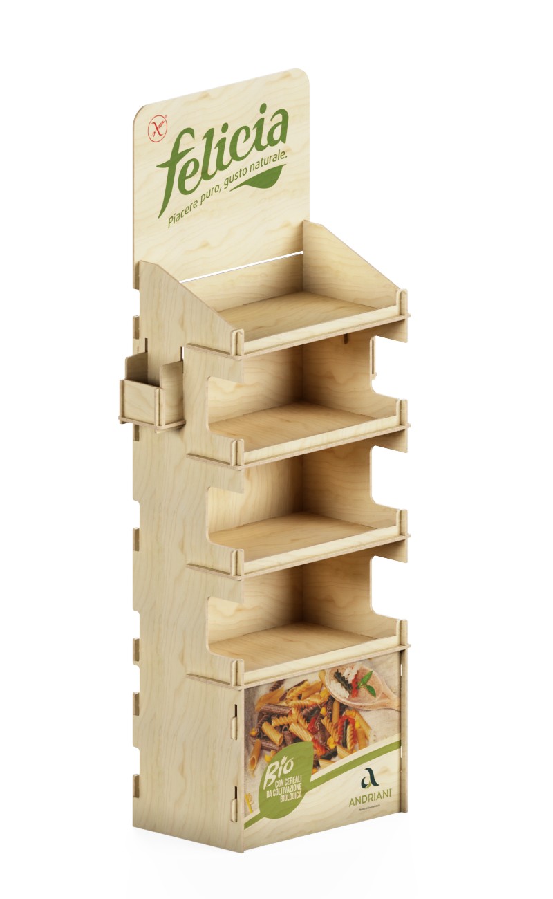 E186 - wooden interlocking stand for pasta and boxes