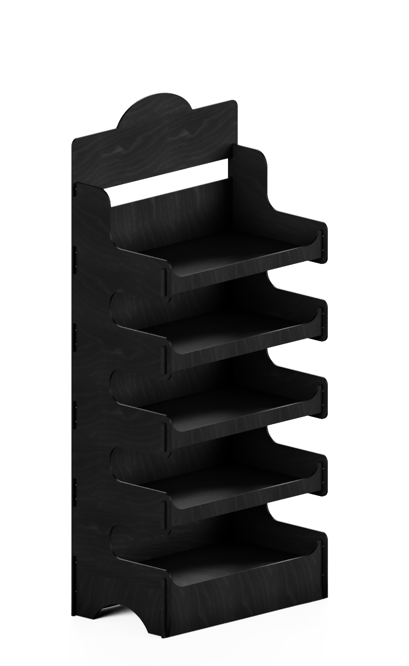 espositore in legno in offerta impregnato nero modulare