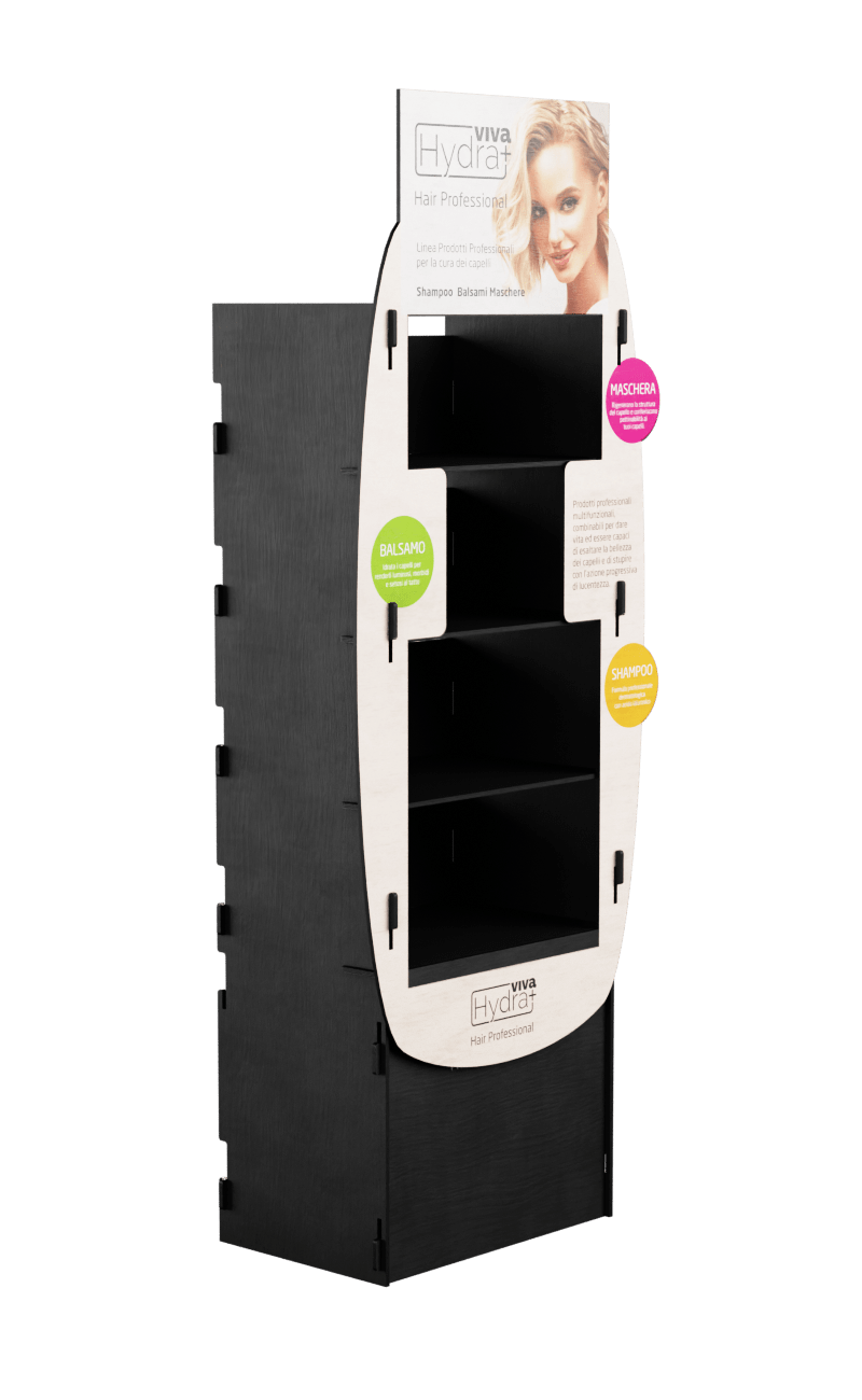 Interlocking wooden display for hair products